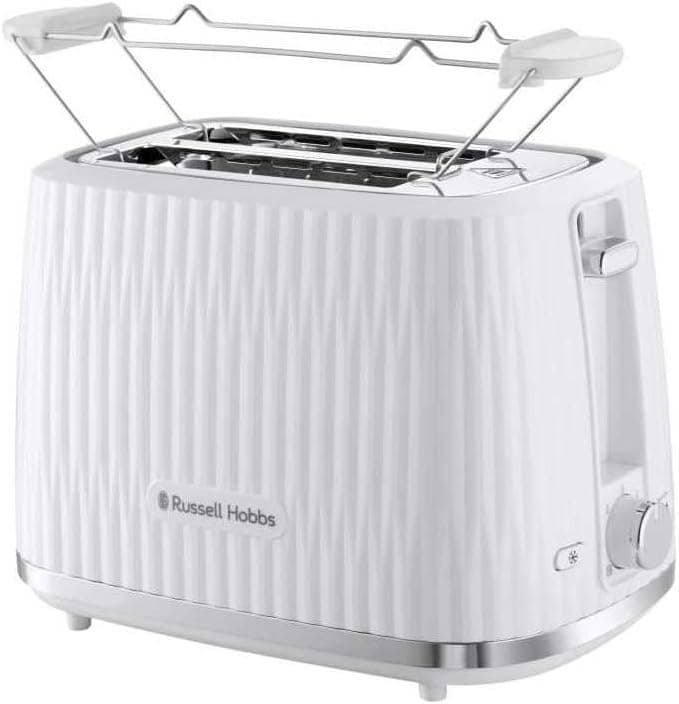 Russell Hobbs Torradeira para 2 fatias, 6 níveis de torrada, função de extraelevação, descongelar, reaquecer e cancelar, bandeja de recolha de migas, aquecedores de pão incluído