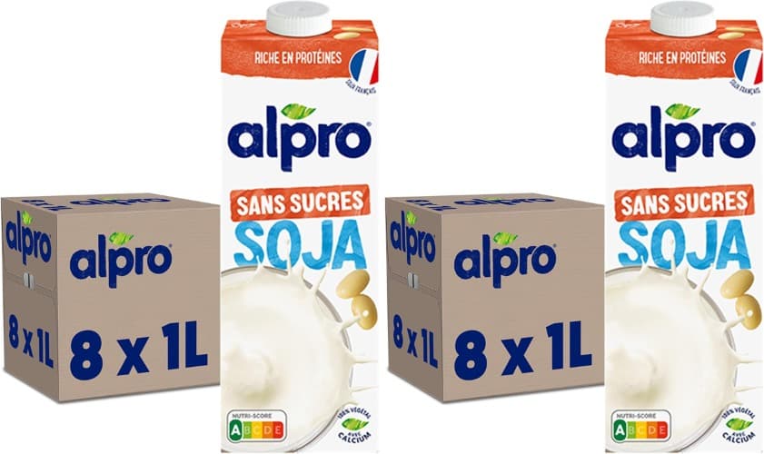 Alpro Bebida vegetal de soja sem açúcar, conjunto de 6 x 1 l