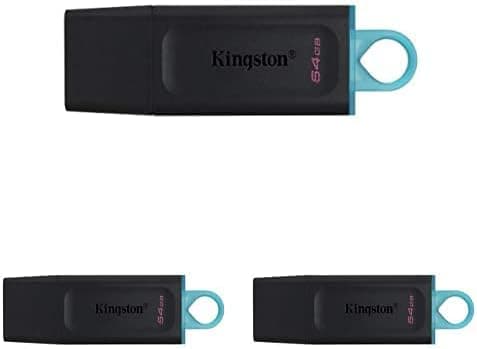 Kingston DataTraveler Exodia DTX/64 GB Flash Drive USB 3.2 Gen 1, com tampa protetora e chave em várias cores, embalagem de 3