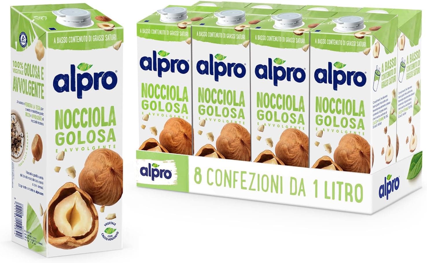 Alpro Bebida vegetal de avelã, embalagem de 8 x 1 l