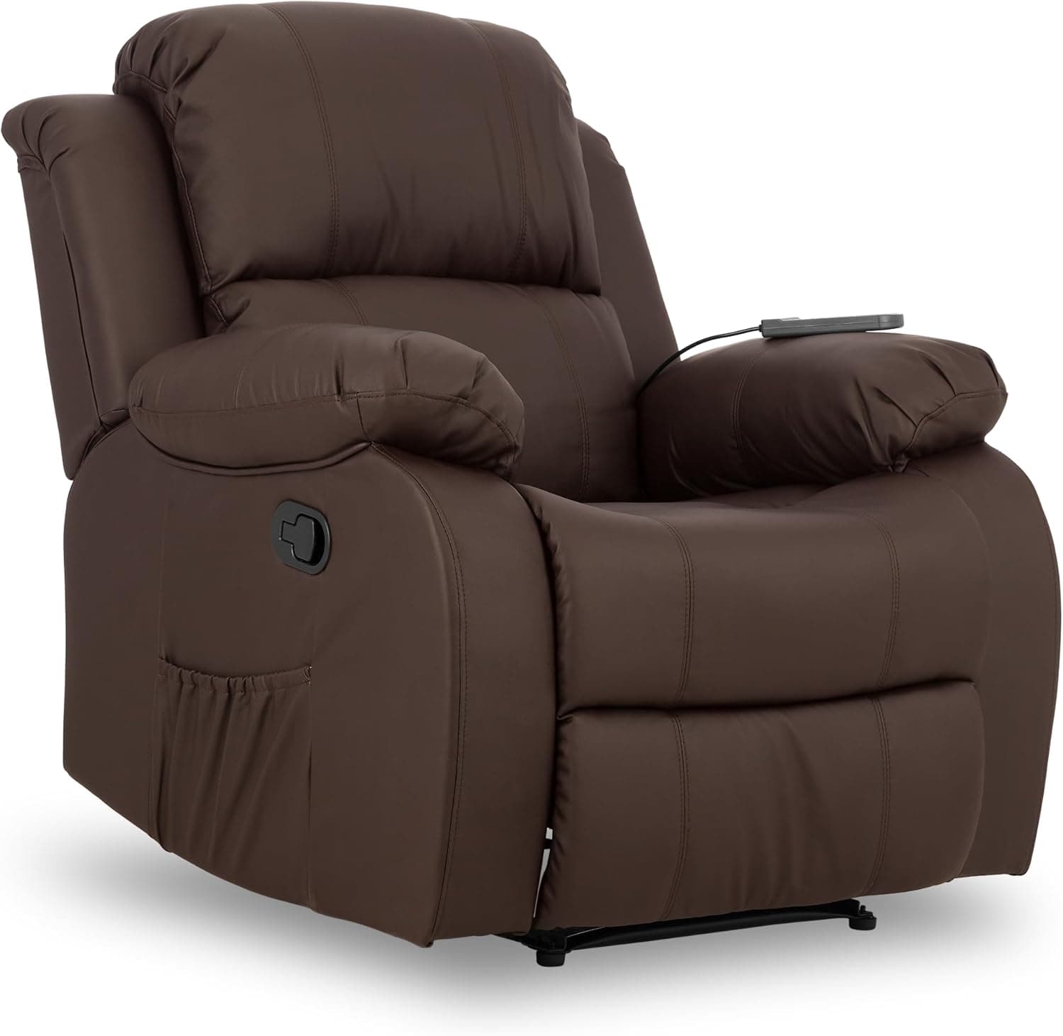 Don Descanso - poltrona massagem Relax calor Trevi Choco Reclinável 160º com 8 motores silenciosos, calor lombar, Sist. Massagem 4 zonas e acabamento em PU anti-quarto [inclui comando]