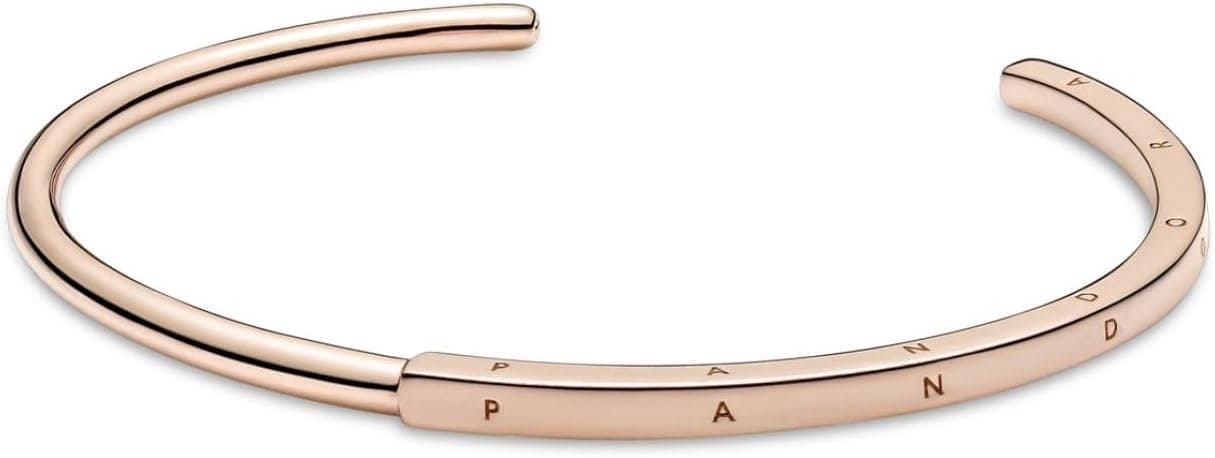 PANDORA Signature Pulseira rígida aberta I-D banhado a ouro rosa de 14 quilates