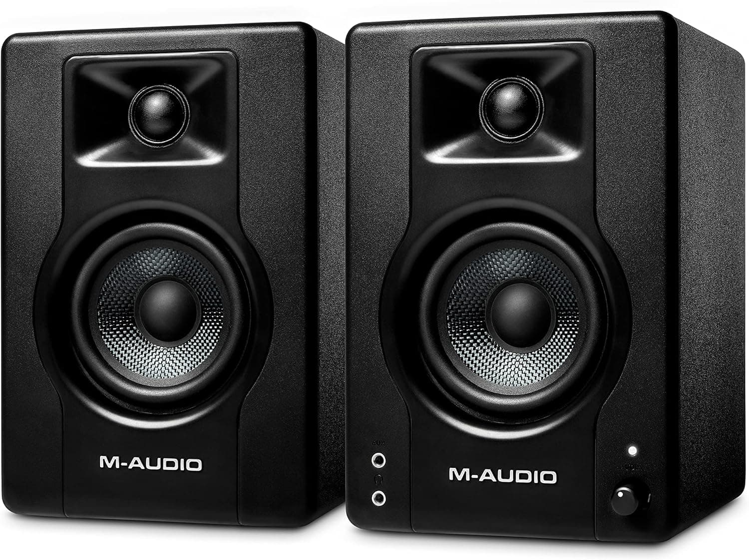 M-Audio BX4 Pair - Par de monitores de estúdio, alto-falantes de PC de mesa de 120 W para videogames, produção musical, transmissões ao vivo e podcasts