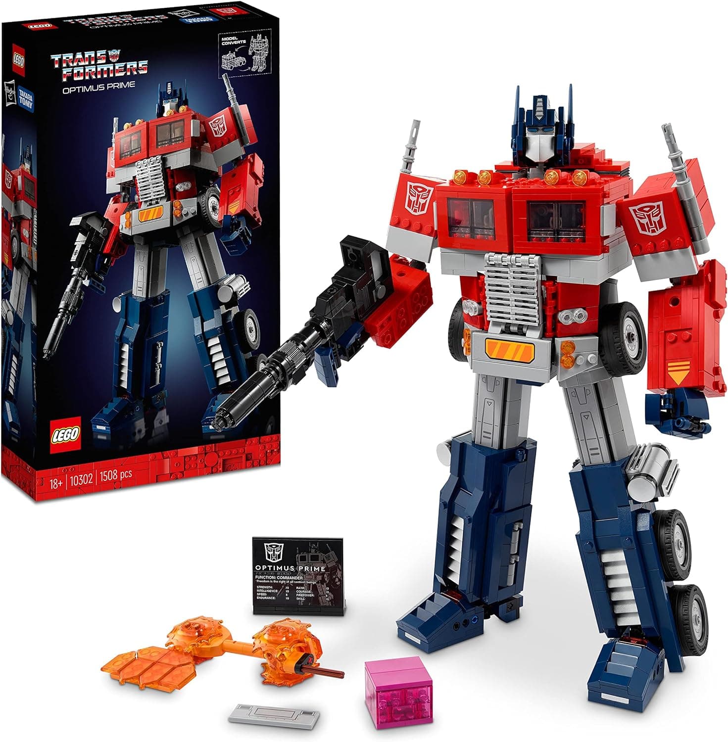 LEGO Icons Optimus Prime, Maquete para construção para adultos, modelo 2 em 1 Transformers, robot e camião, ideia de presente para homens e mulheres 10302