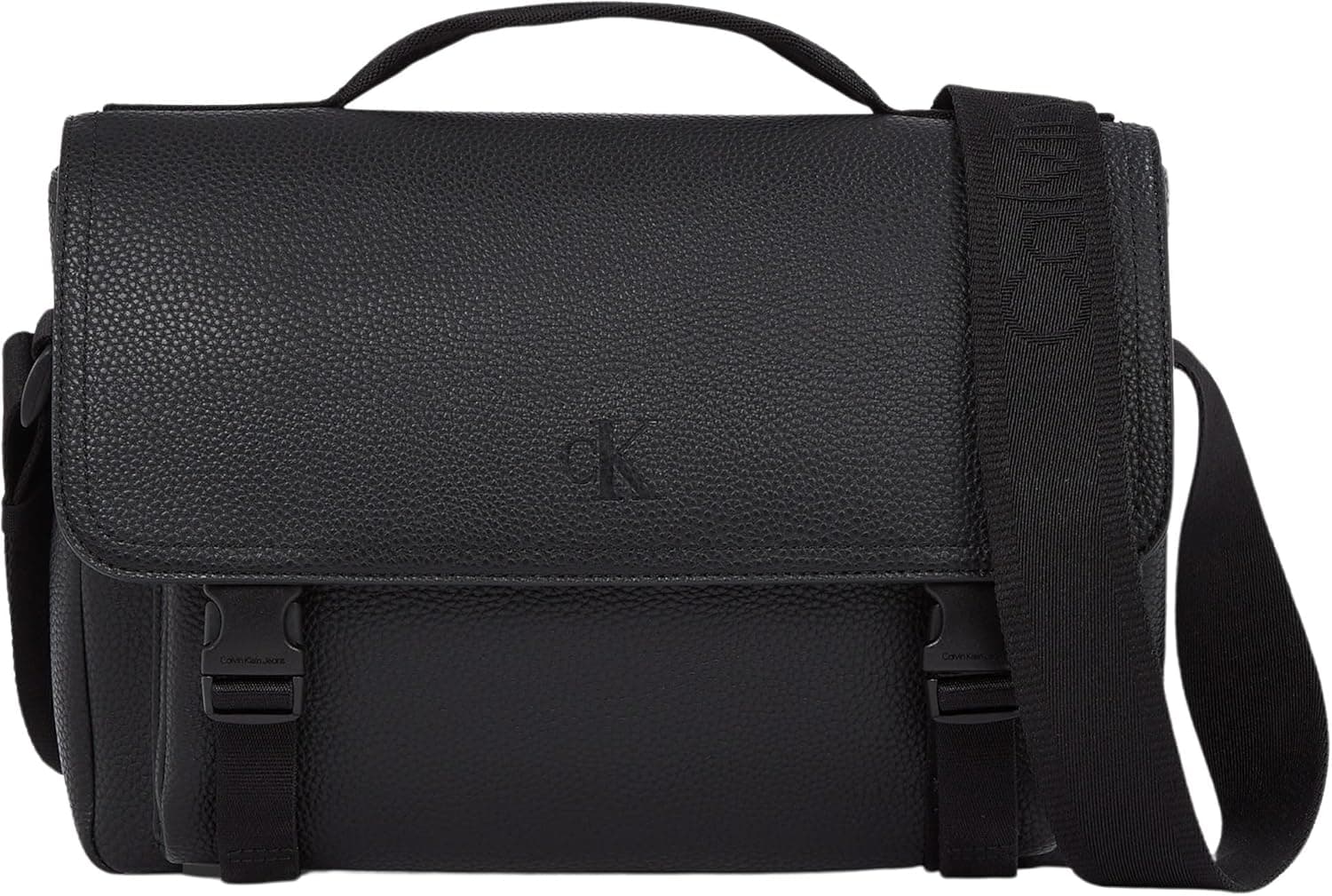 Calvin Klein Mala de tiracolo para homem Over Webbing Messenger com alça, preto 
