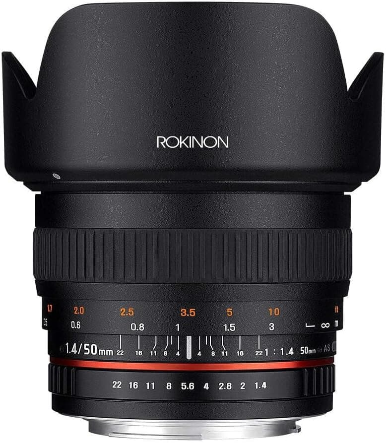 Rokinon 50 mm F1,4 lente principal "padrão" de 50 mm com cobertura completa do sensor de moldura