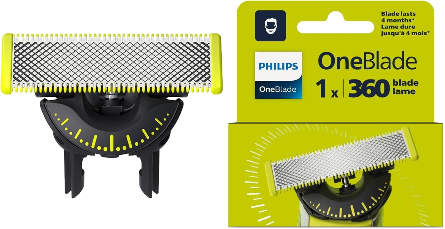 Philips OneBlade 360 Lâminas de substituição originais autênticas para aparador de barba e máquina de barbear para homem, compatível com todos os Philips OneBlade, 1 unidade, QP410/50