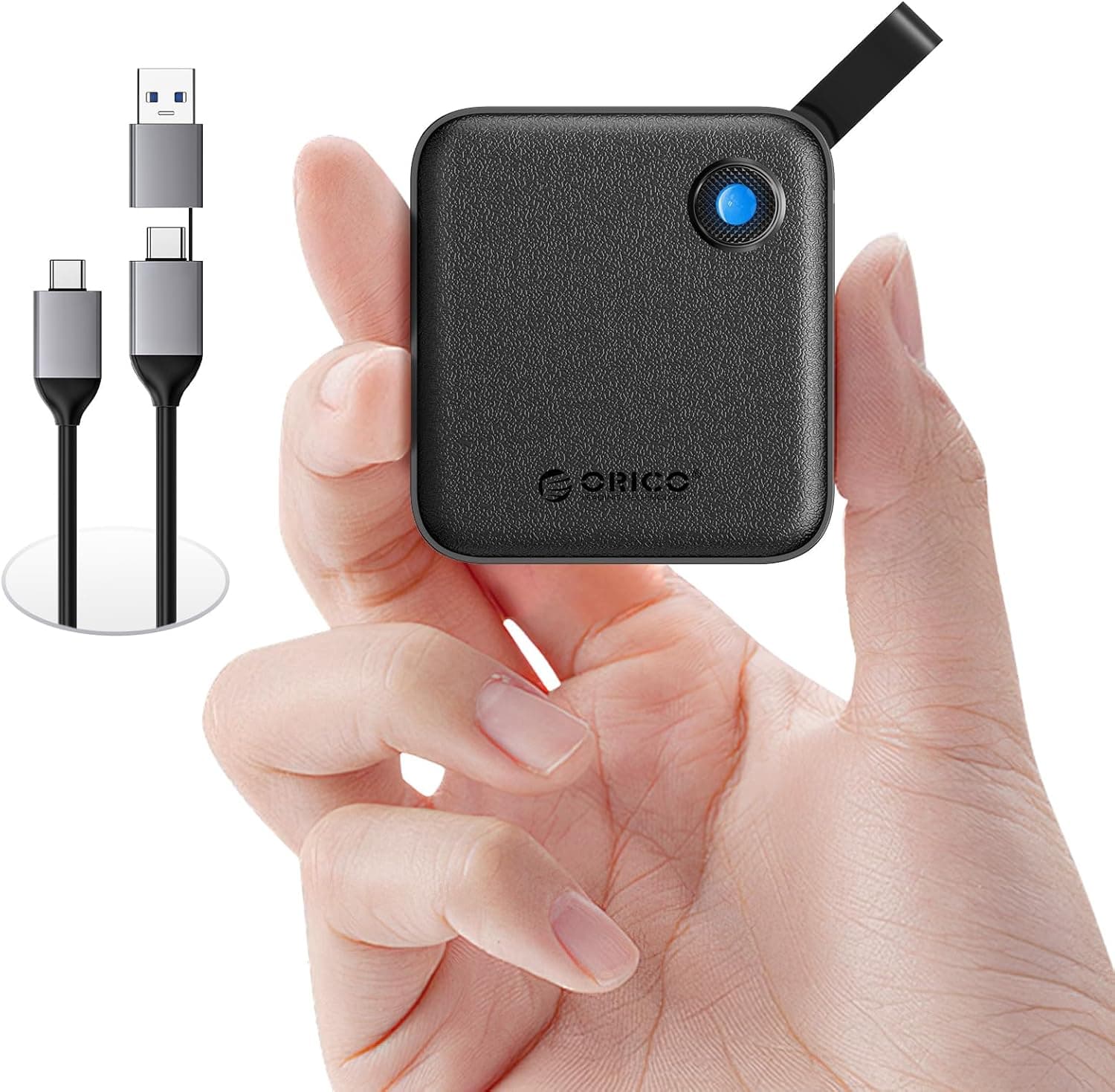 ORICO SSD portátil de 2 TB com cabo USB C 2 em 1, unidades externas de estado sólido, até 460 MB/s, indicador de stado, memória confiável para smartphones USB-C, tablet, PC - B5PLUS