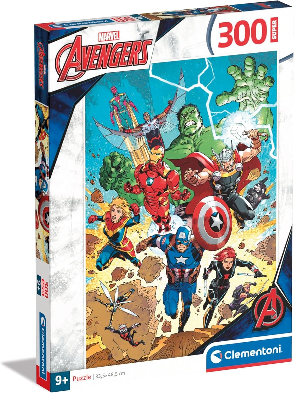 Clementoni - Marvel The Avengers Supercolor puzzle infantil de 300 peças, para crianças 9-11 anos, desenvolve concentração e lógica, 21728, multicolorido