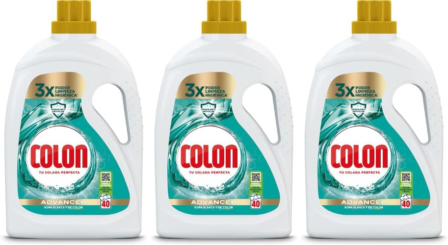 Colon Higiene detergente gel para roupa branca e de cor 40 doses, 1,8 L x 3