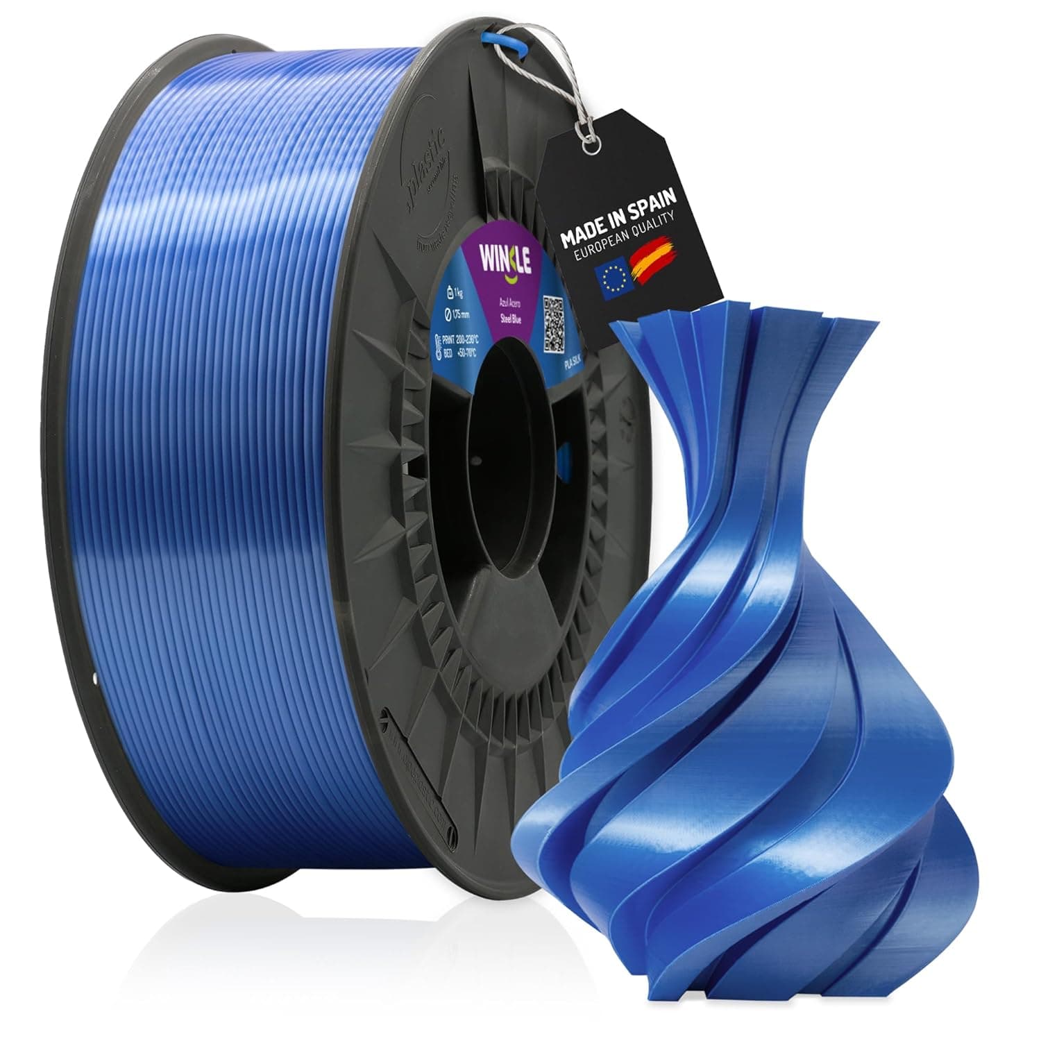 WINKLE Silk PLA | Filamento azul aço para impressora 3D 1,75 mm 1 kg acabamento sedoso
