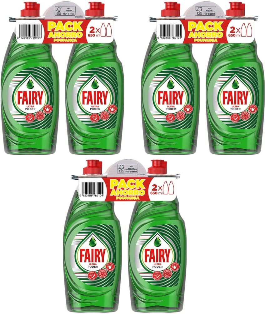Fairy Ultra Power Original | Detergente líquido para loiça, 6 x 650 ml