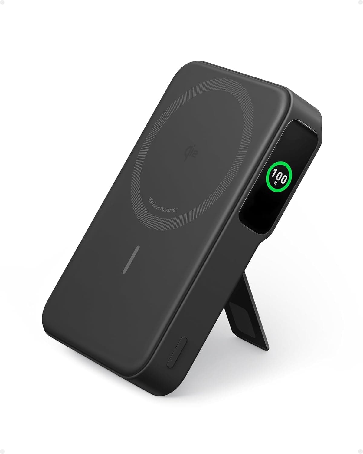 Anker MagGo Power Bank, carregador portátil ultra rápido de 15 W compatível com MagSafe, Qi2 com bateria de 10000 mAh com ecrã inteligente, para iPhone 16 (com cabo USB-C)