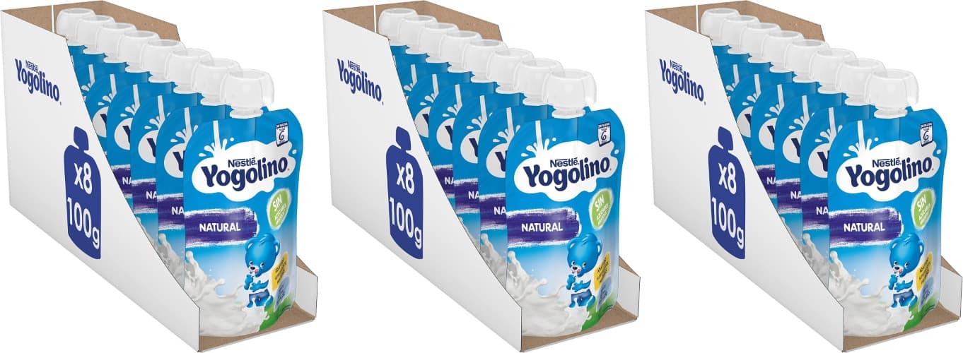 Nestlé Yogolino Lácteo infantil natural, a partir de 6 meses, 24 bolsas de 100 g