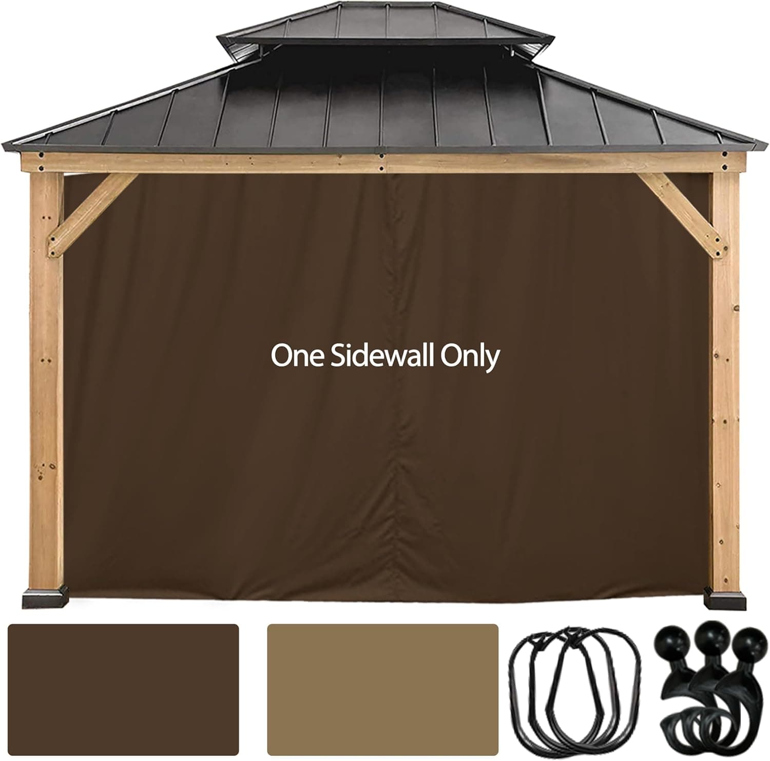 CoastShade | Cortina lateral para gazebo de jardim 8x8 castanha, 1 painel