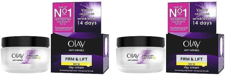 Olay Anti-rugas firme e elevação anti-envelhecimento creme hidratante creme de dia SPF 15-50 ml (embalagem de 2)