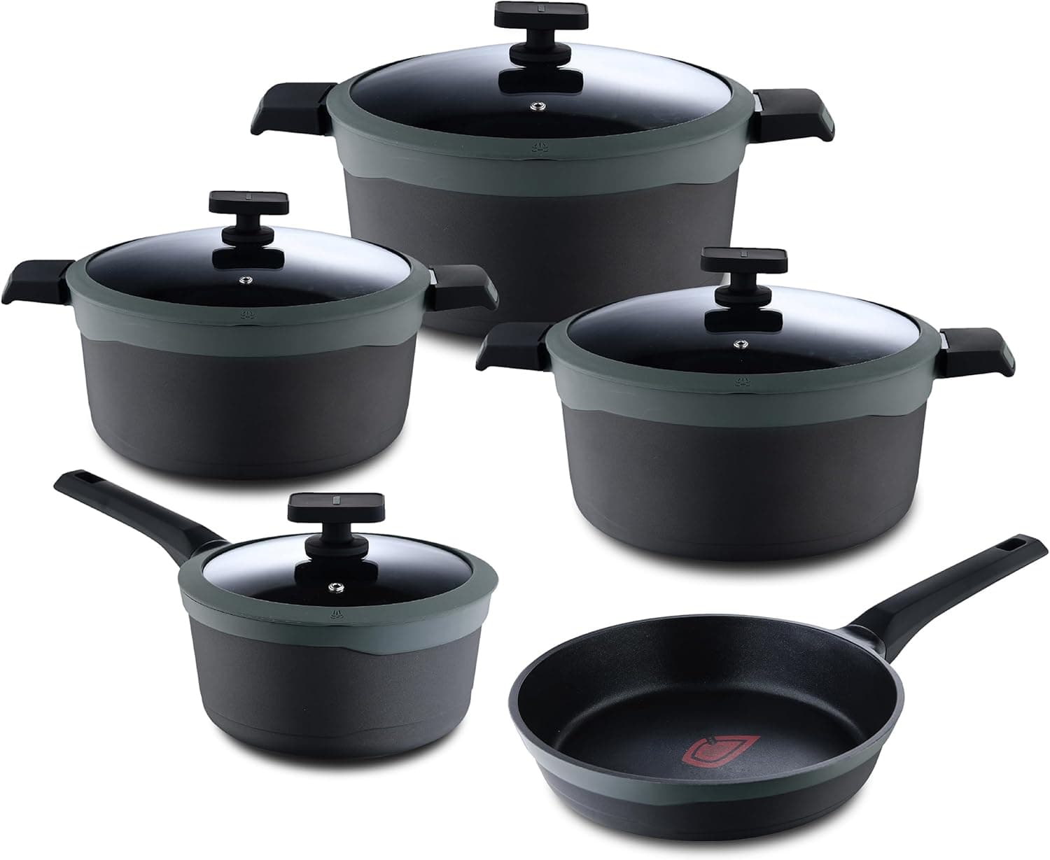 MasterPro Gastro Reeco, conjunto de 2 frigideiras de 20 e 24 cm de diâmetro, indicador de temperatura, alumínio fundido reciclado, anti-aderentes, cabo Soft Touch, para todos os tipos de cozinhas