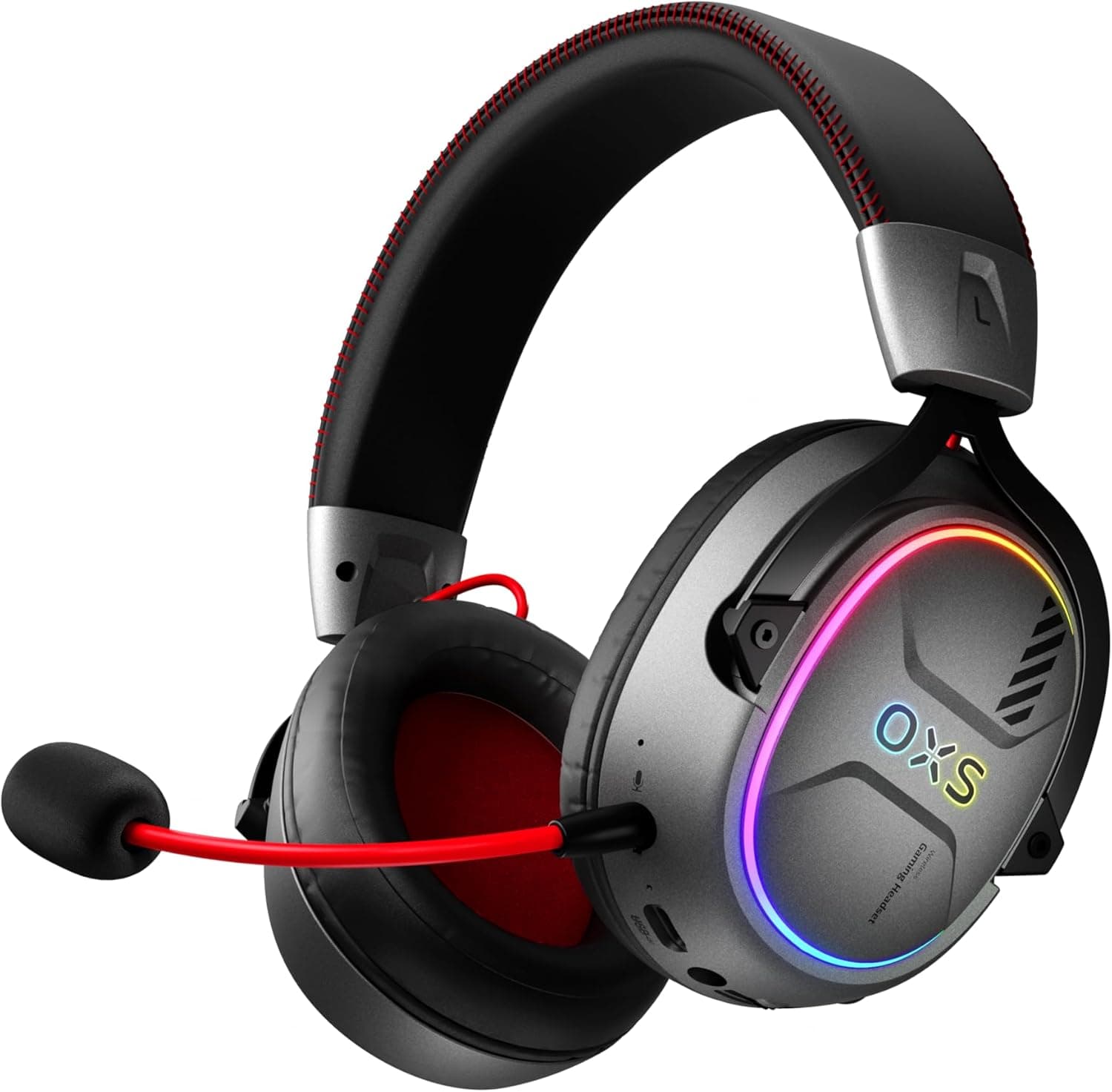 OXS Storm G2 Auriculares sem fios para jogar, som surround virtual 7,1, baixa latência de 2,4 GHz, driver de 50 mm, 40 horas de autonomia, luz RGB, Bluetooth 5.3, para PC, consola e telefone