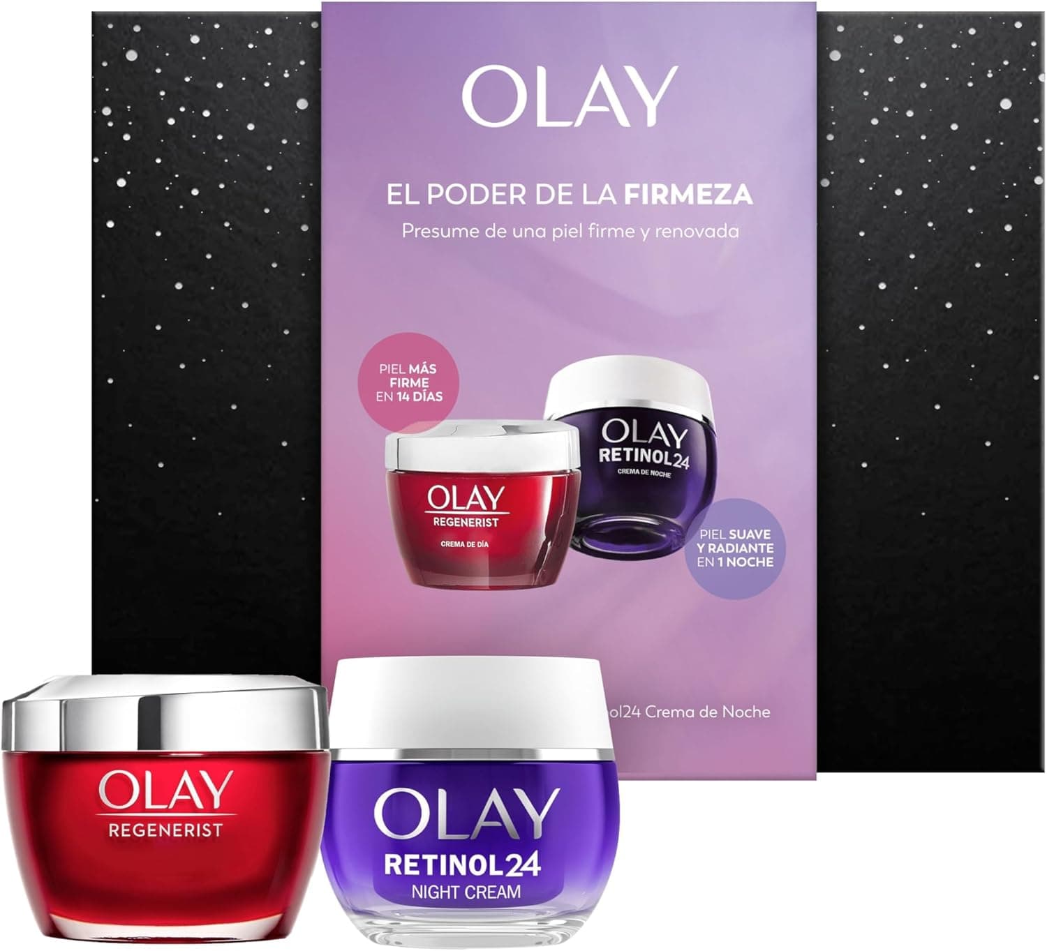 PACK ESPECIAL: Olay Regenerist creme facial de dia, 50 ml e Olay Retinol24 creme hidratante de noite, sem fragrância, 50 ml. Para uma pele mais firme