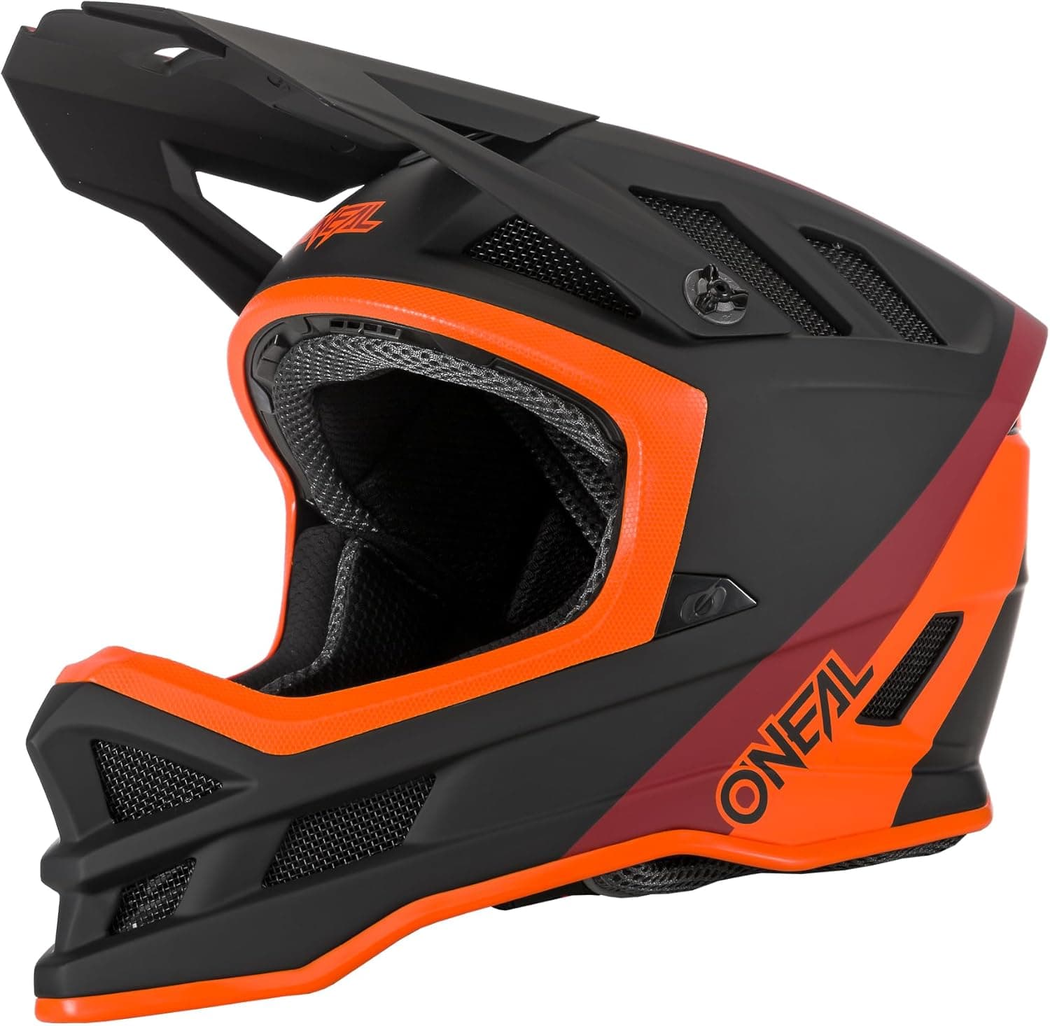 O'Neal | Capacete de descida para bicicleta de montanha, forro Dri-Lex®, grelhas de ventilação, carcaça de fibra de vidro, Blade HYPERLITE Charger V.22 para adulto, vermelho laranja, tamanho M