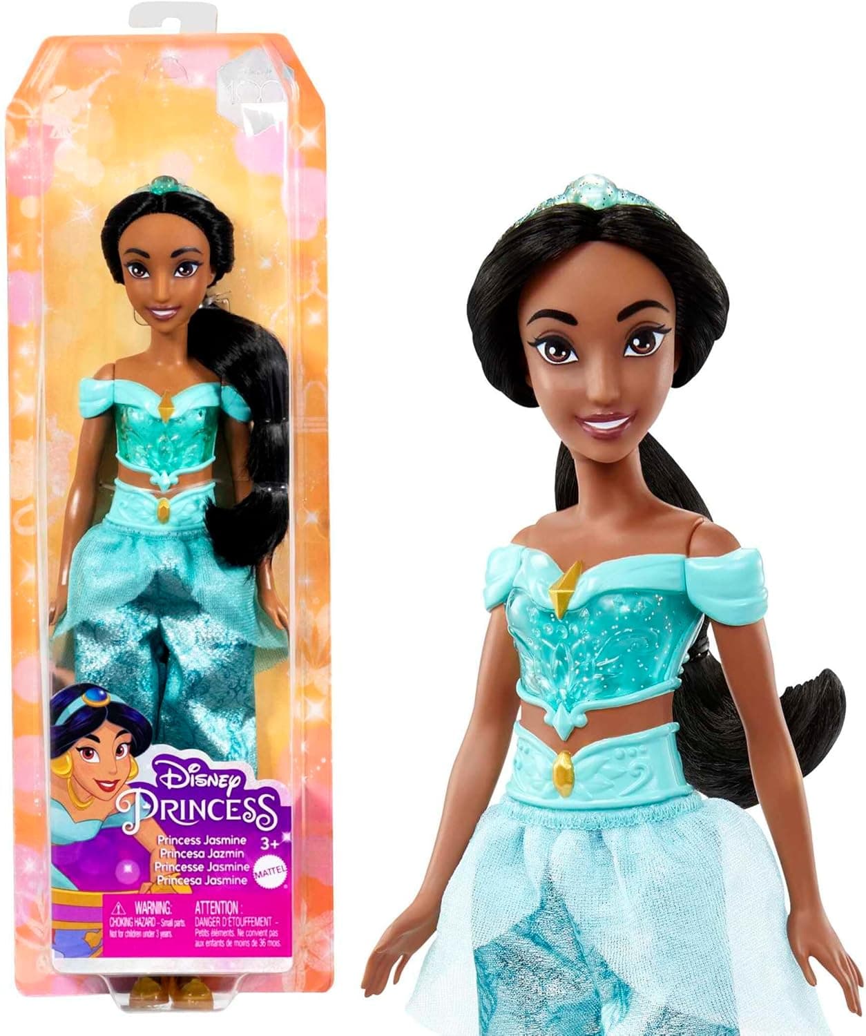 Mattel Disney Princess Jasmim boneca princesa filme Aladdin, brinquedo + 3 anos (HLW12)