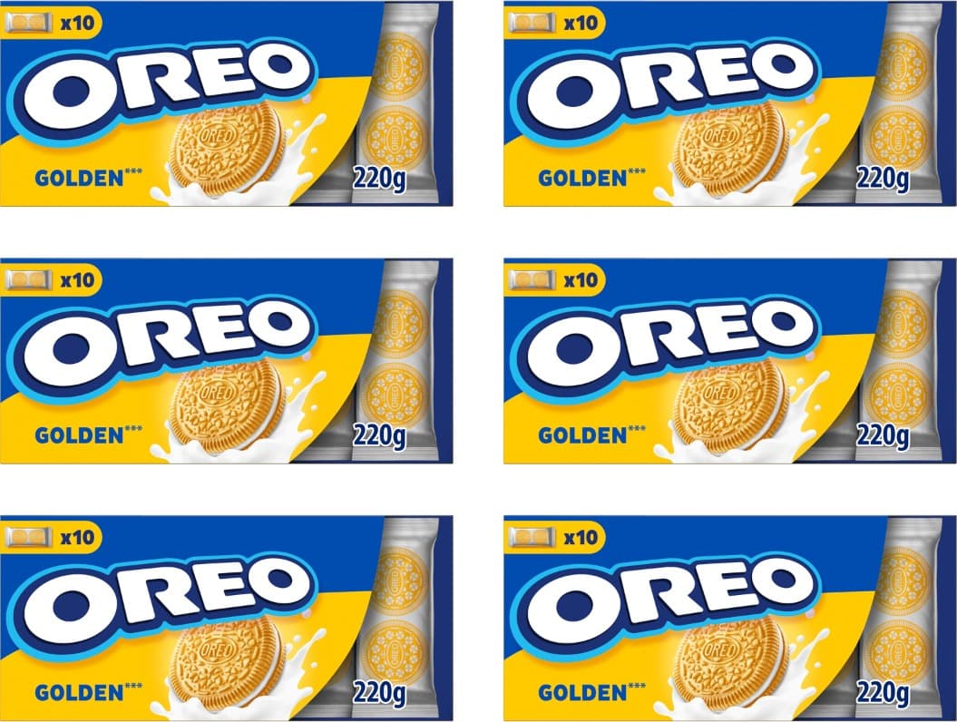 Oreo Golden bolachas de baunilha recheadas com creme sabor baunilha 220 g