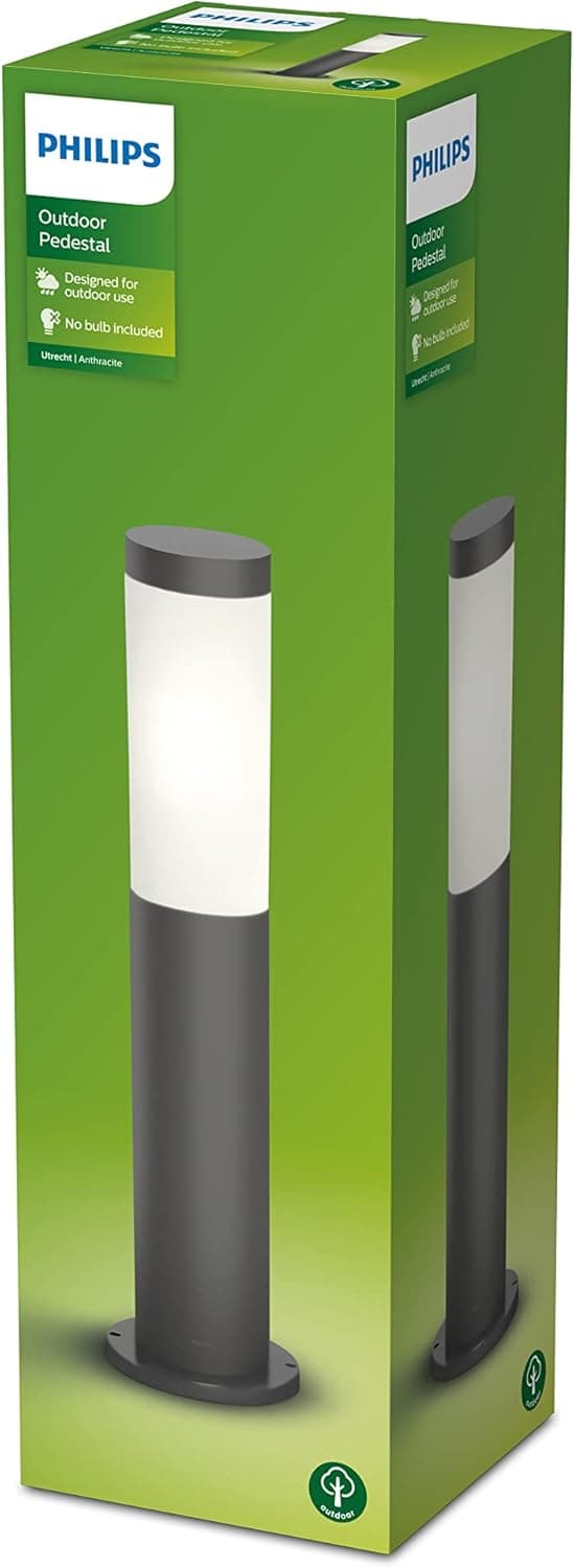 Candeeiro LED de pedestal Philips Utrecht para exteriores, antracite, 60 W, classe de proteção IP44, lâmpada substituível, antracite