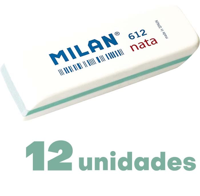 Milan 612 - Goma de borrar, color blanco, Caja 12 Unidades, blanco
