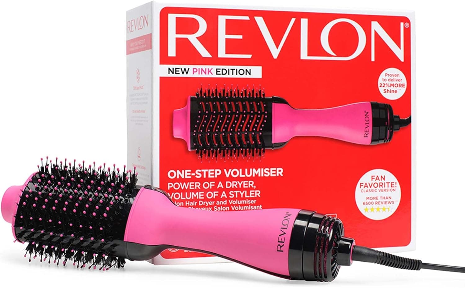 REVLON Secador volumizador Salon One-Step - nova edição rosa (One-Step, tecnologia Ionic e cerâmica, meia-cabelo comprido) RVDR5222PE