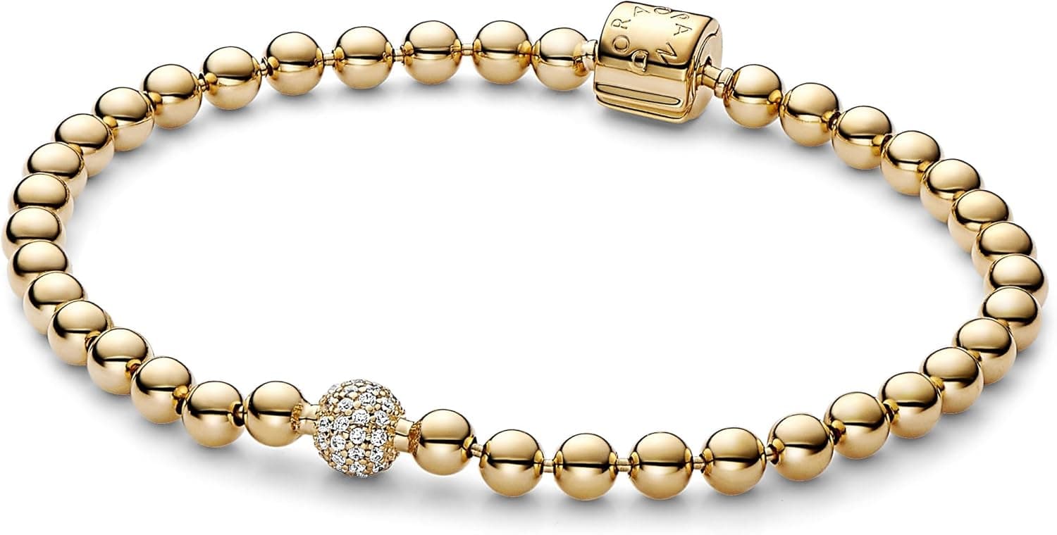 PANDORA Pulseira de assinatura com crimpagem pavé e contas