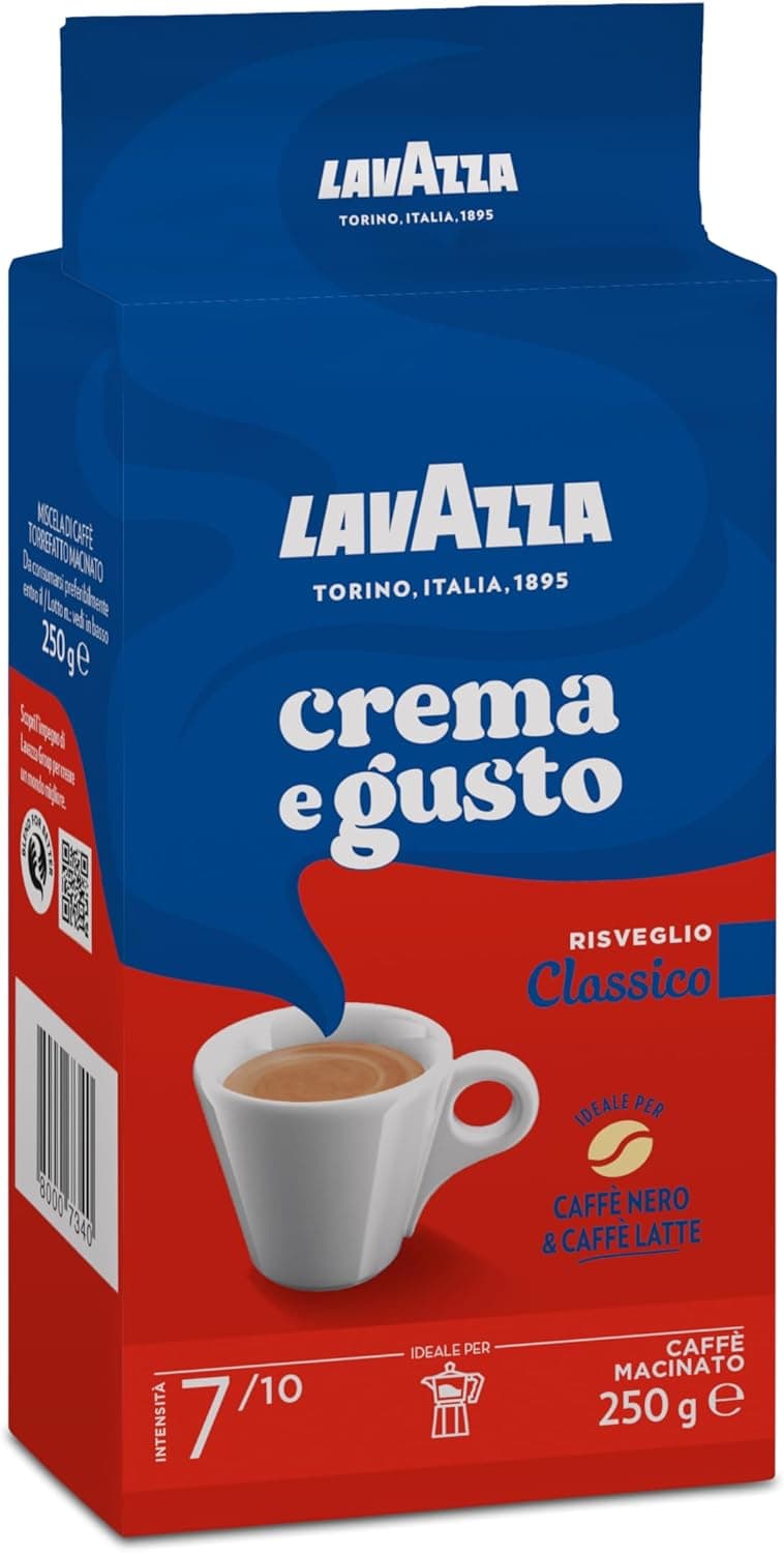 Lavazza Crema e Gusto Classico | Café moído de torra escura com notas aromáticas de especiarias, embalagem de 250 g