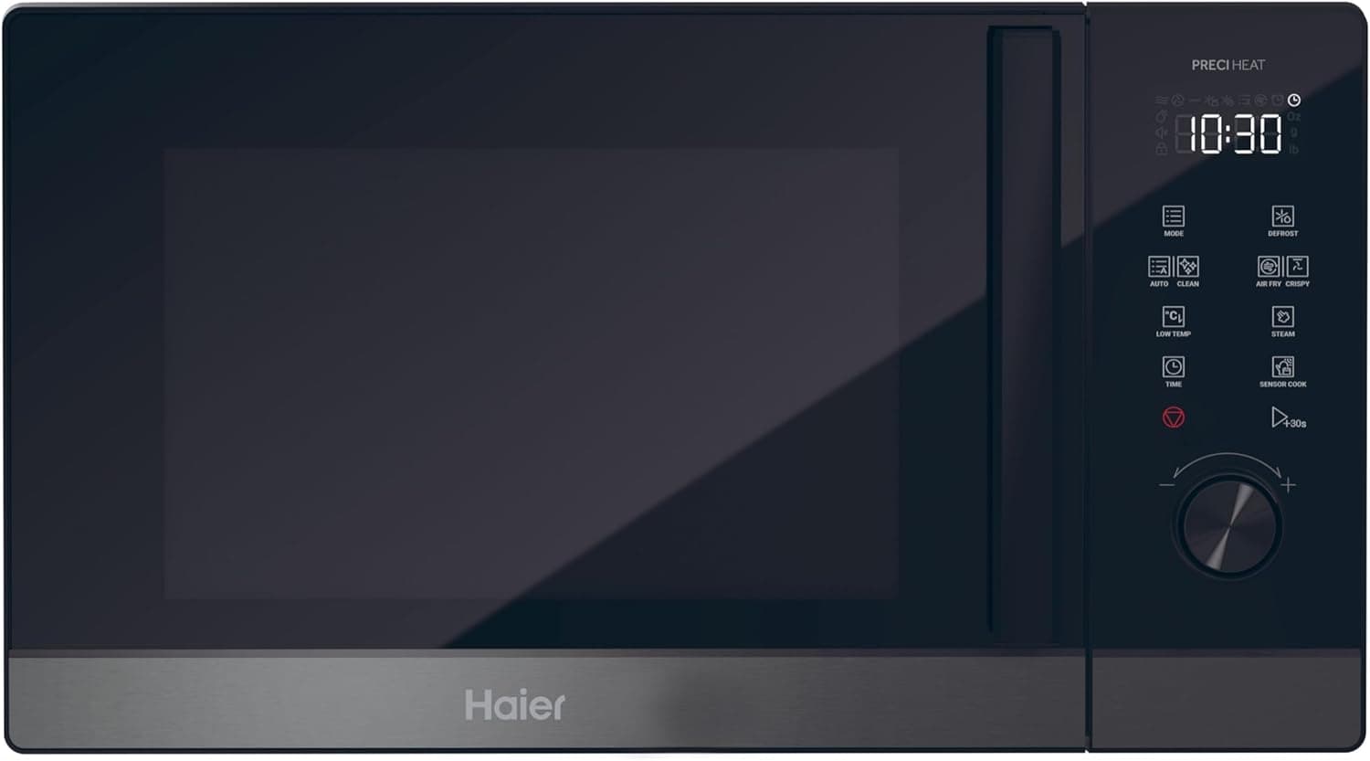 Haier Série 4 HAMCI25FBS4TBST Forno de micro-ondas combinado, convecção, 25 L, potência 900 - 2100 W, Grill, 10 níveis de potência, 16 funções, display tátil, ar Fry, cozedura a vapor, auto-menus