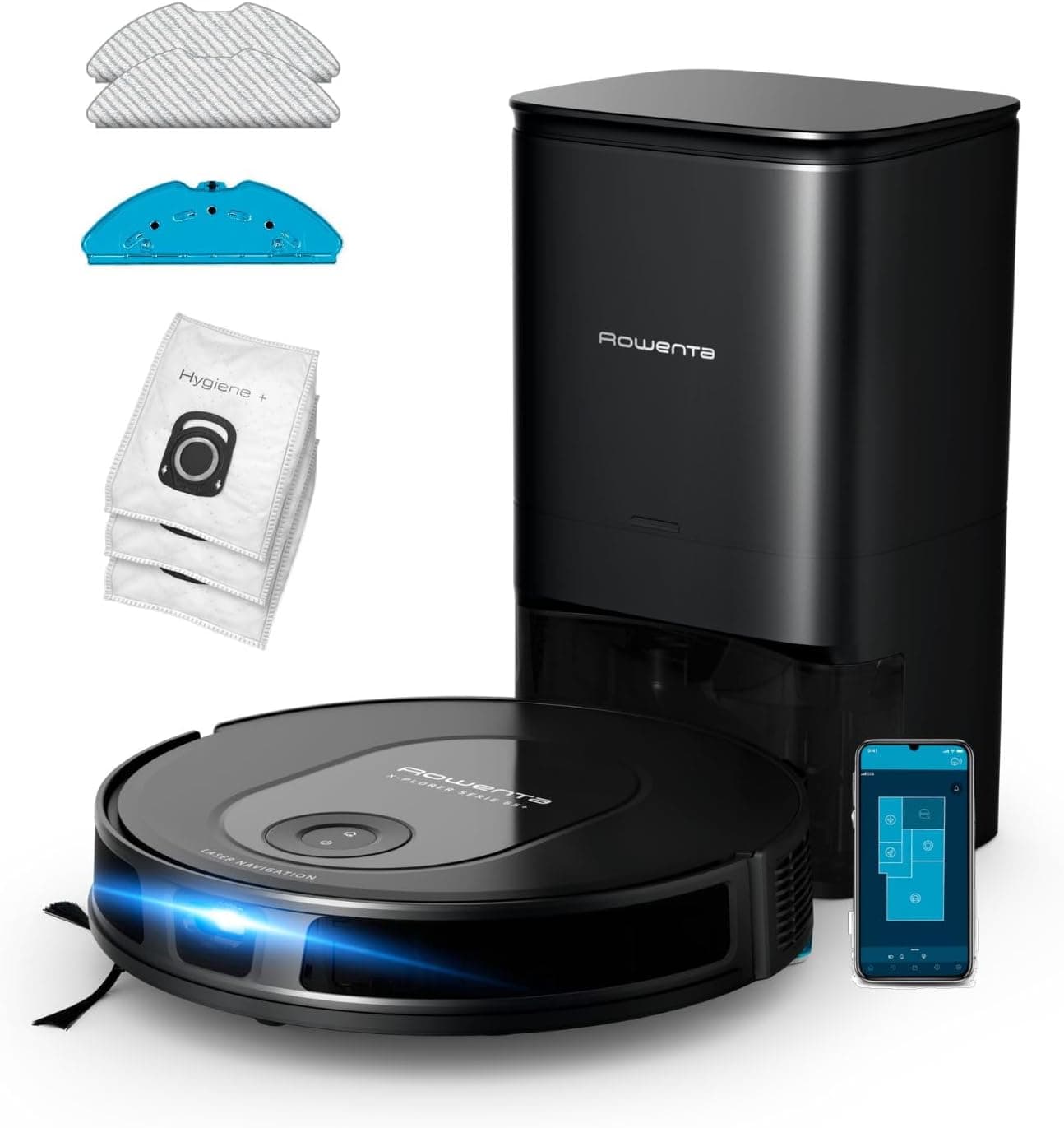 Rowenta X-Plorer Serie65 - Robot aspirador de pó, tecnologia a laser, mapeamento permanente, limpeza automática e metódica, cobertura total, depósito de sujidade inteligente, esvaziamento automático,