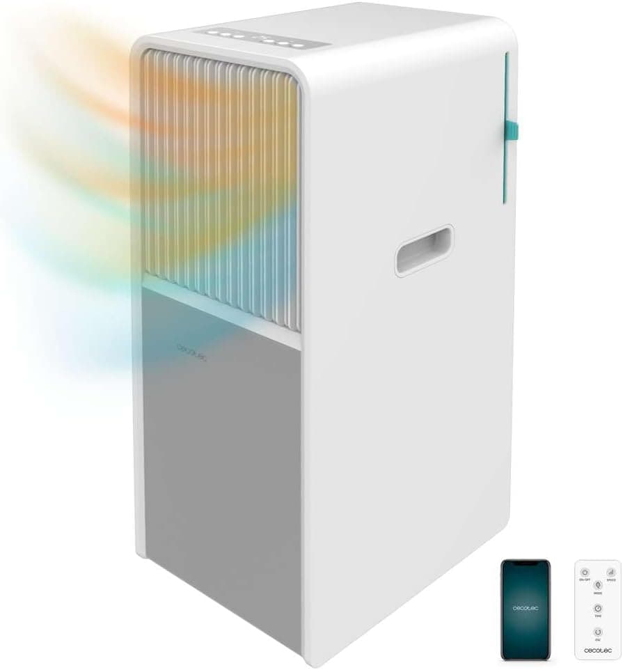 Cecotec Ar condicionado portátil com Wifi, comando e bomba de calor ForceClima 9550 Style Heating Connected. 9000 BTU, ecrã LED, tátil, 5 modos, desumidificador, temporizador, 25 m2