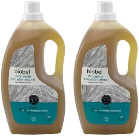 Biobel - Detergente líquido para roupa - 100% natural - com óleo essencial de lavanda - enriquecido com sabão natural - elimina odores e desinfetante - adequado para todas as roupas, 1,5 L (x2)