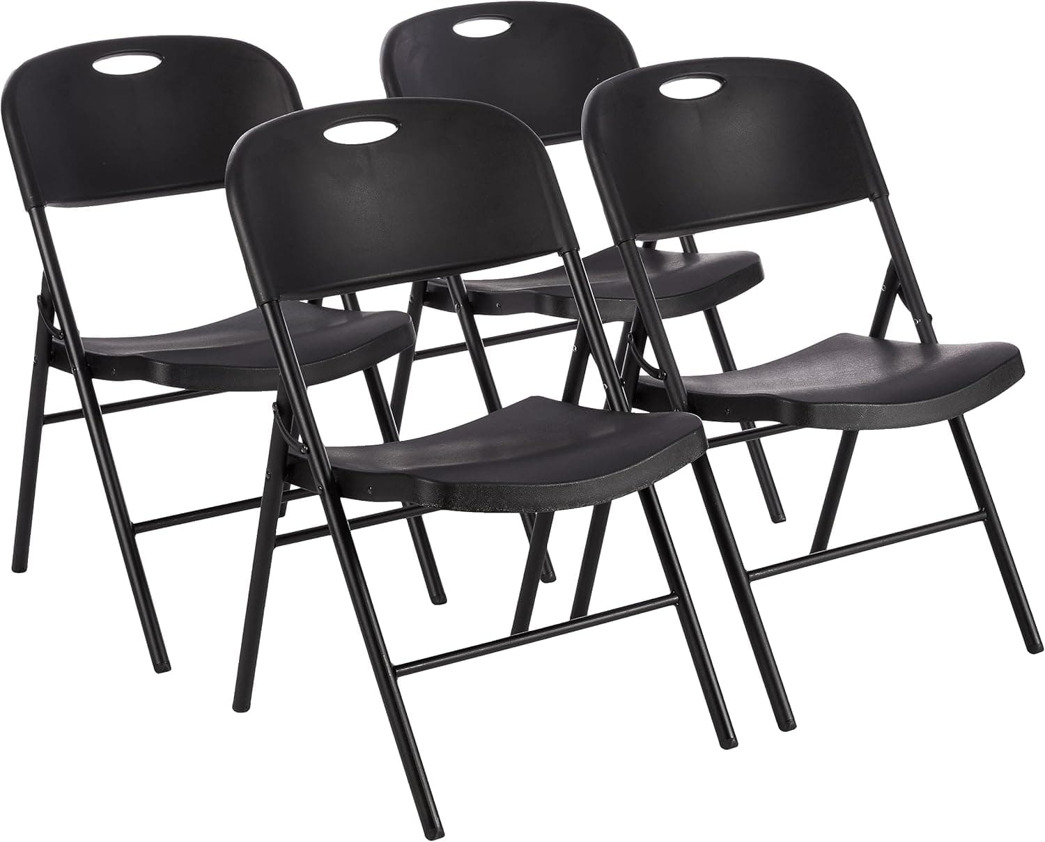 Amazon Basics - 4 unidades cadeira de plástico dobrável, capacidade de 157,5 kg, preto