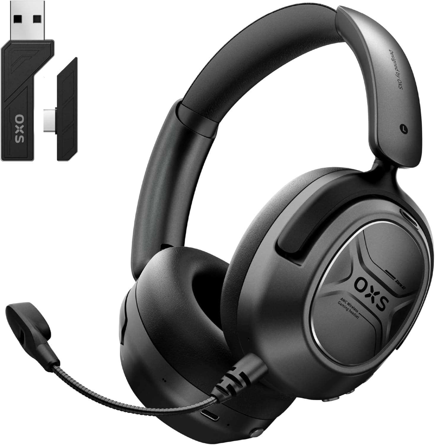 OXS Storm A2 | Auriculares gaming sem fios com cancelamento ativo de ruído, 70 horas de bateria e modos EQ para PC, consolas e telemóvel