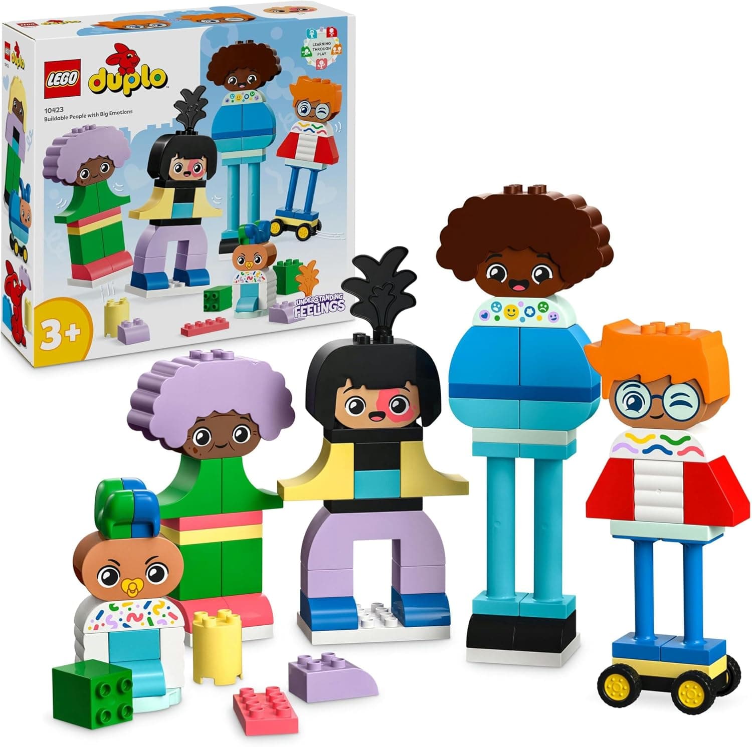 LEGO Duplo - Pessoas construíveis com grandes emoções, 71 tijolos de construção com 5 personagens e 10 faces, conjunto para trabalhar emoções, presente para meninos e meninas com mais de 3 anos