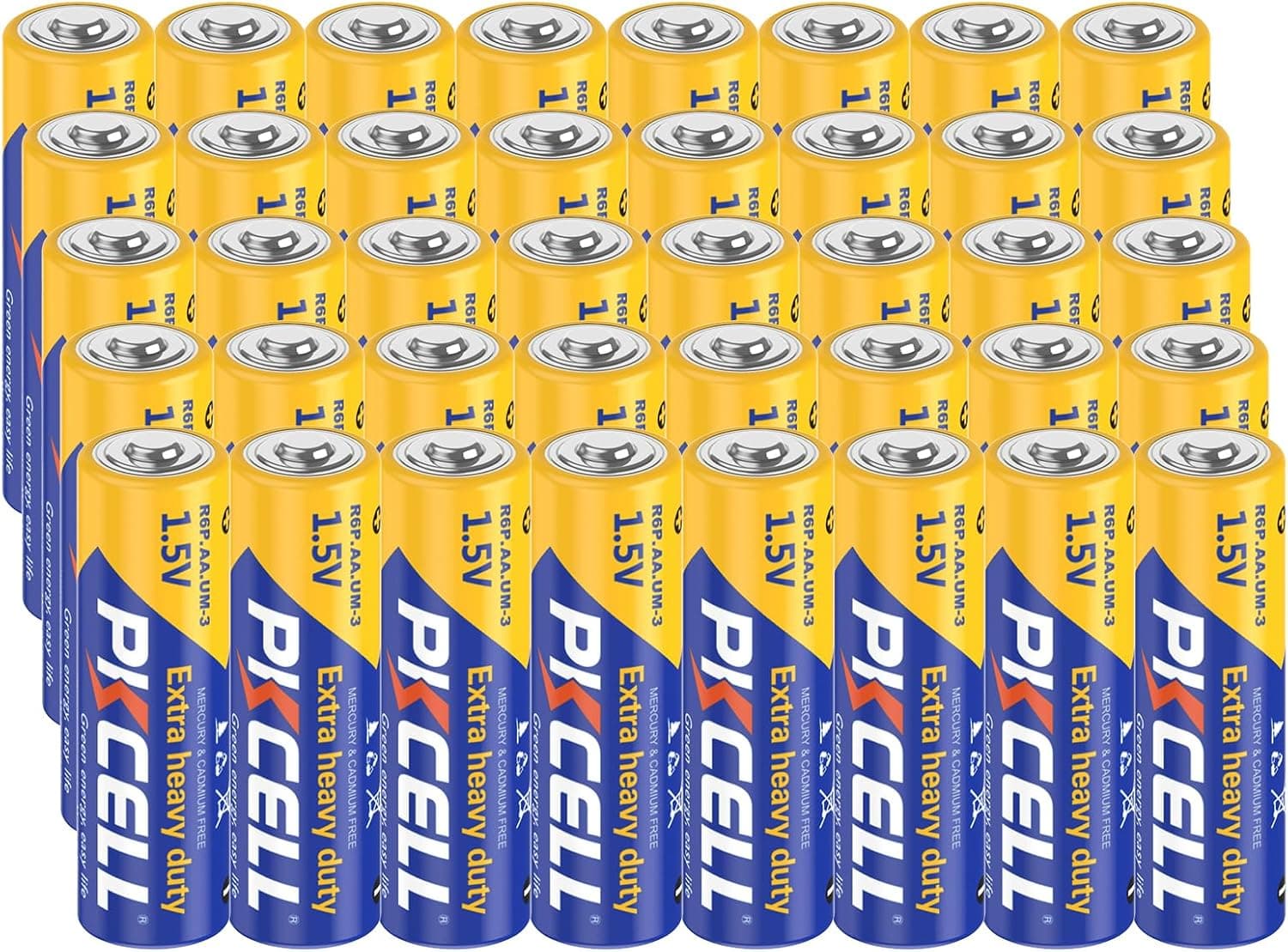 40 pilhas AA de alta potência de 1,5 V, zinco, carbono, pilhas para brinquedos, comandos à distância, luzes, 40 unidades PKCELL